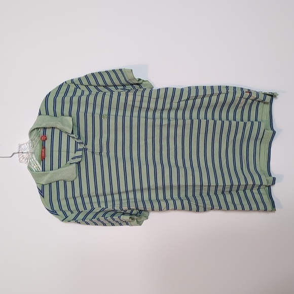 Izod Striped Green Blue Polo Shirt - Picture 1 of 4